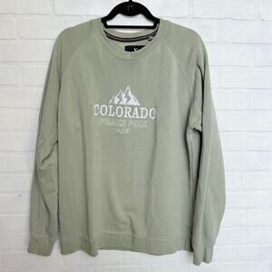 Colorado Peaks Pike Elevation Embroidered Light Green Sweatshirt sz XL